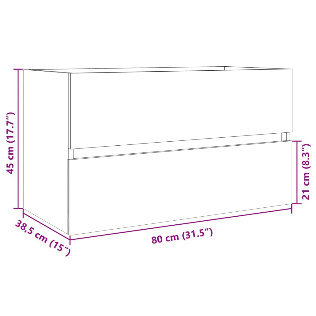 Baderomsservantskap sonoma eik 80x38,5x45 cm sponplate