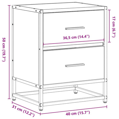 Nattbord Sengbord svart 40x31x50 cm heltre furu