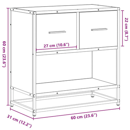 Nattbord røkt eik 60x31x60 cm konstruert tre og metall