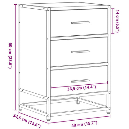 Nattbord sonoma eik 40x34,5x60 cm konstruert tre og metall