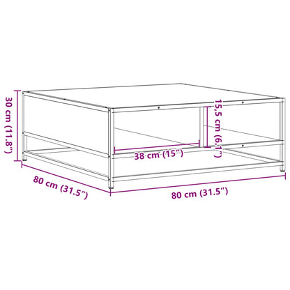 Salongbord brun eik 80x80x30 cm konstruert tre og metall