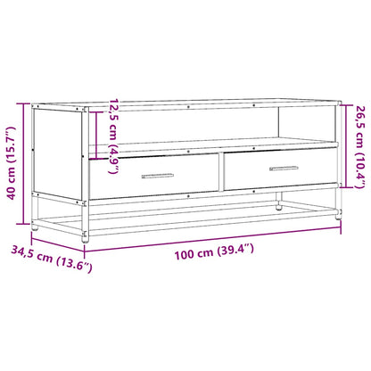 TV-benk grå sonoma 100x34,5x40 cm konstruert tre og metall