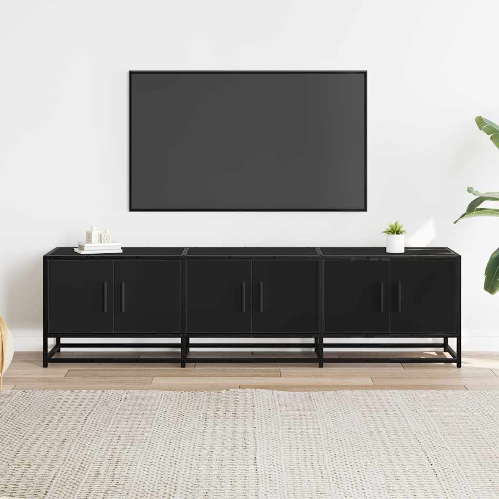 TV-benk svart 150x35x41 cm konstruert tre og metall