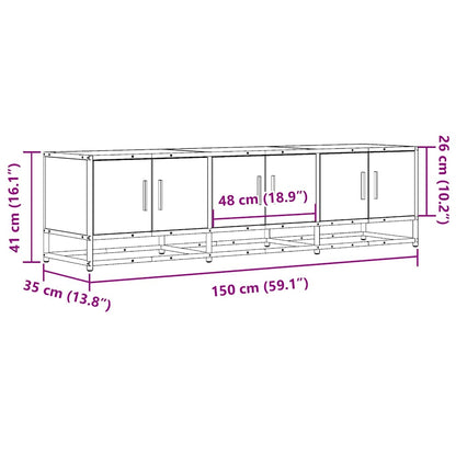 TV-benk brun eik 150x35x41 cm konstruert tre og metall