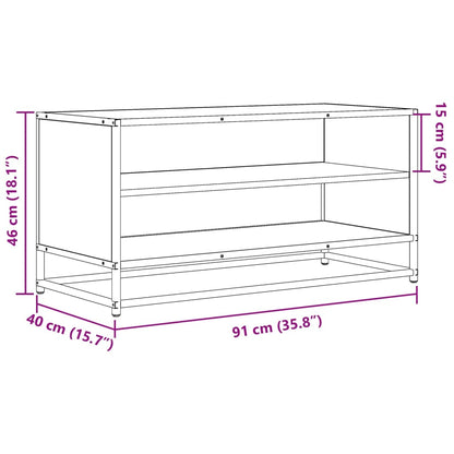 TV-benk brun eik 91x40x46 cm konstruert tre og metall