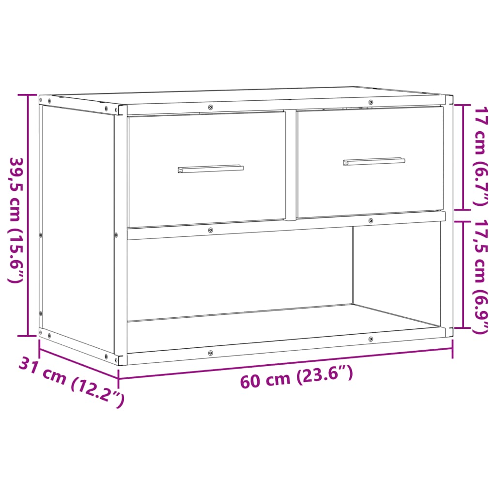 TV-benk svart 60x31x39,5 cm konstruert tre og metall