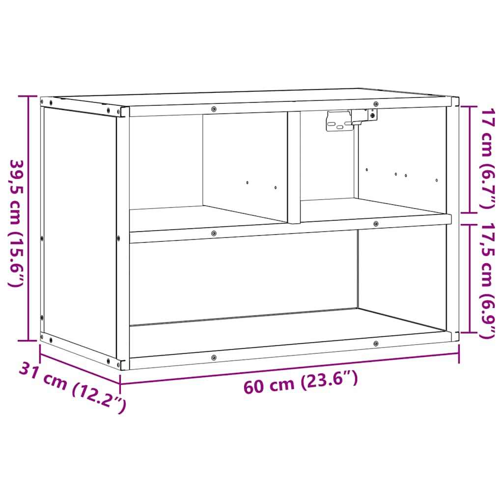 TV-benk grå sonoma 60x31x39,5 cm konstruert tre og metall