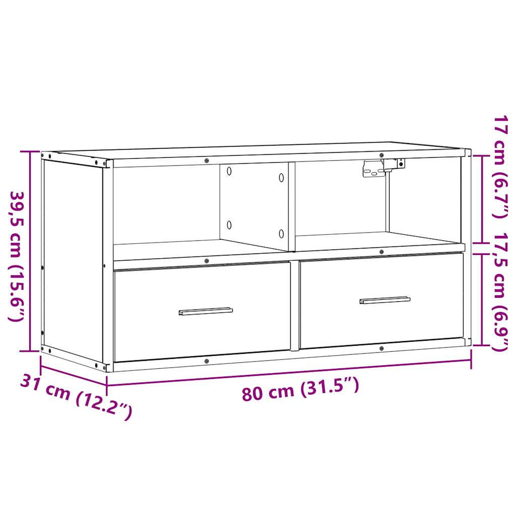 TV-benk svart 80x31x39,5 cm konstruert tre og metall