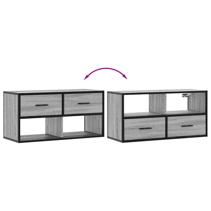 TV-benk grå sonoma 80x31x39,5 cm konstruert tre og metall