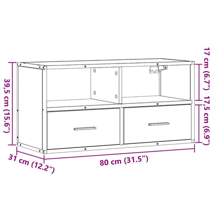 TV-benk brun eik 80x31x39,5 cm konstruert tre og metall