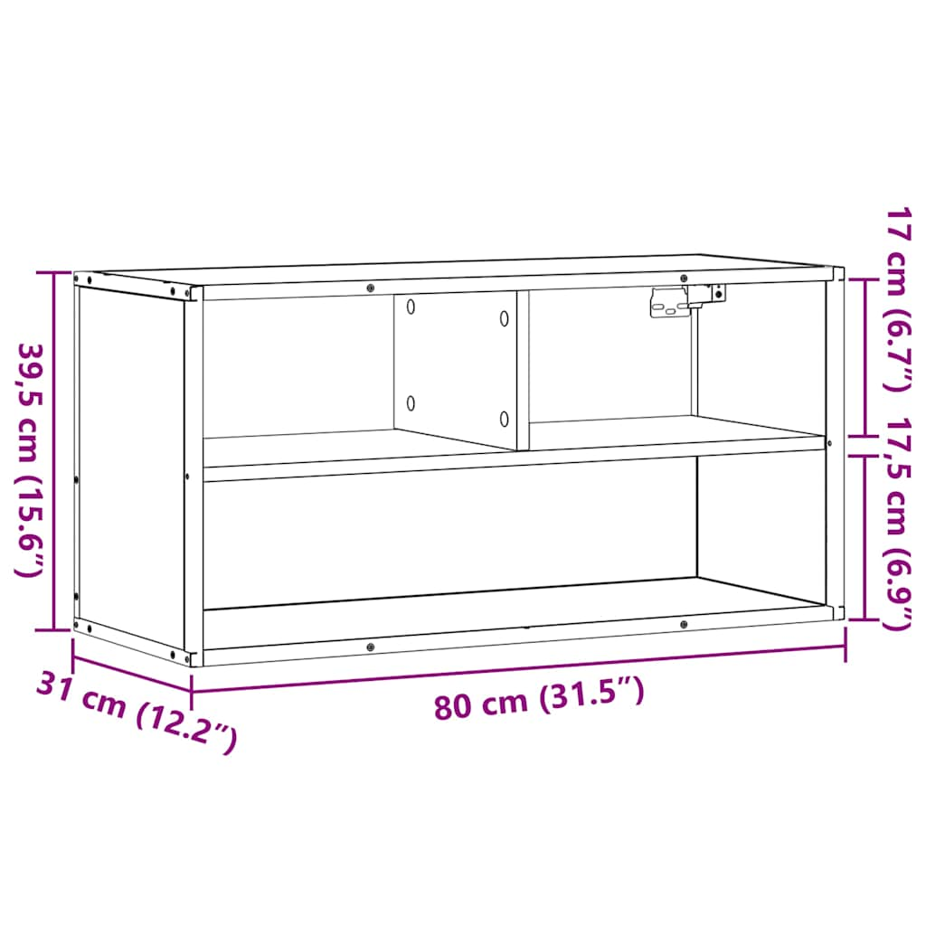 TV-benk brun eik 80x31x39,5 cm konstruert tre og metall