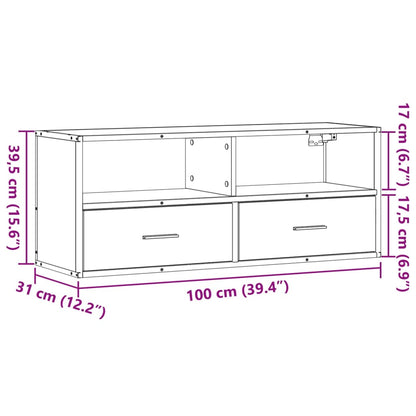 TV-benk grå sonoma 100x31x39,5 cm konstruert tre og metall