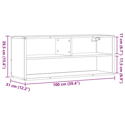 TV-benk brun eik 100x31x39,5 cm konstruert tre og metall