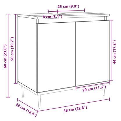 Baderomsservantskap sonoma eik 58x33x60 cm konstruert tre