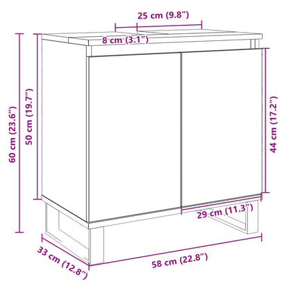 Baderomsservantskap sonoma eik 58x33x60 cm konstruert tre