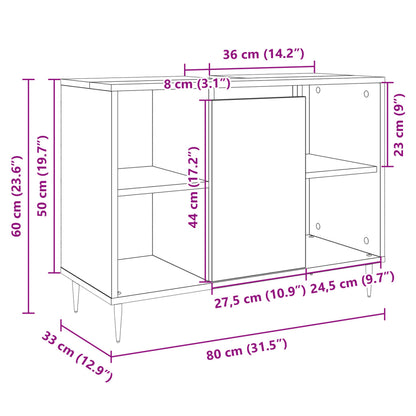 Baderomsskap hvit høyglans 80x33x60 cm konstruert tre