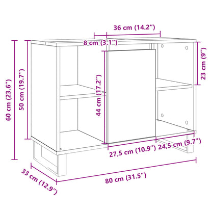 Baderomsskap hvit høyglans 80x33x60 cm konstruert tre