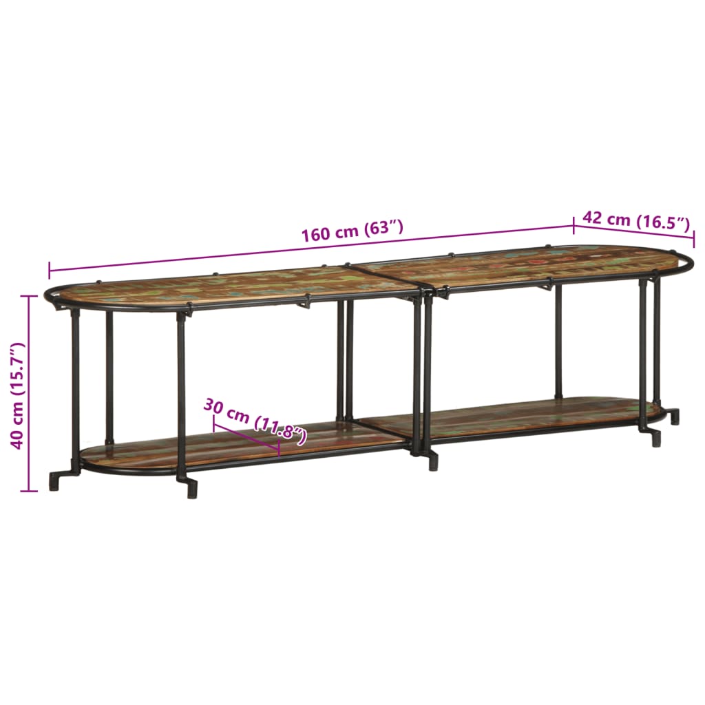 TV-benk 160x42x40 cm gjenvunnet heltre