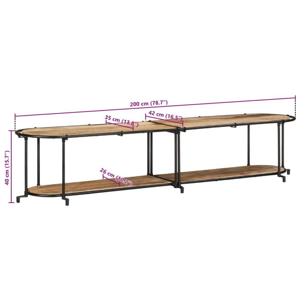 TV-benk 200x42x40 cm grov heltre mango