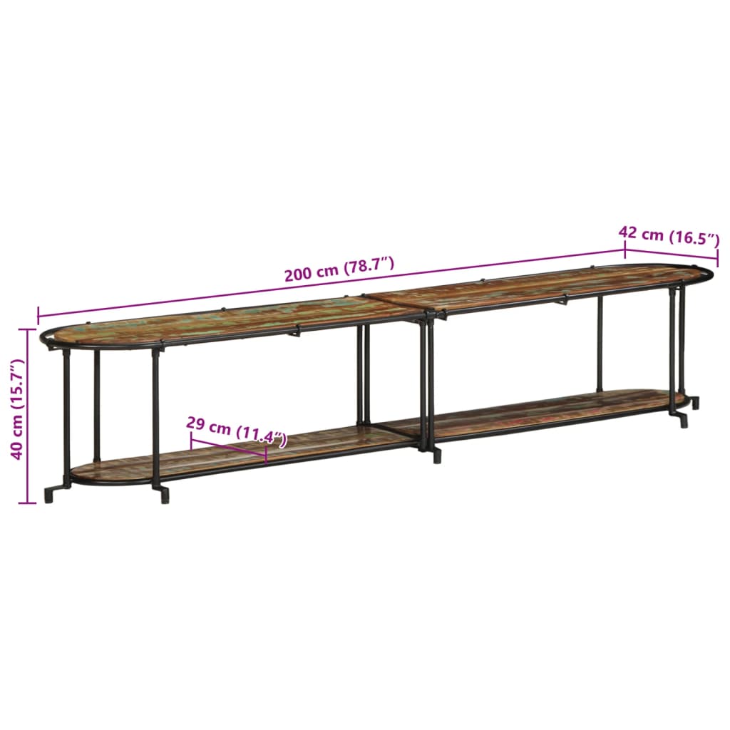 TV-benk 200x42x40 cm gjenvunnet heltre