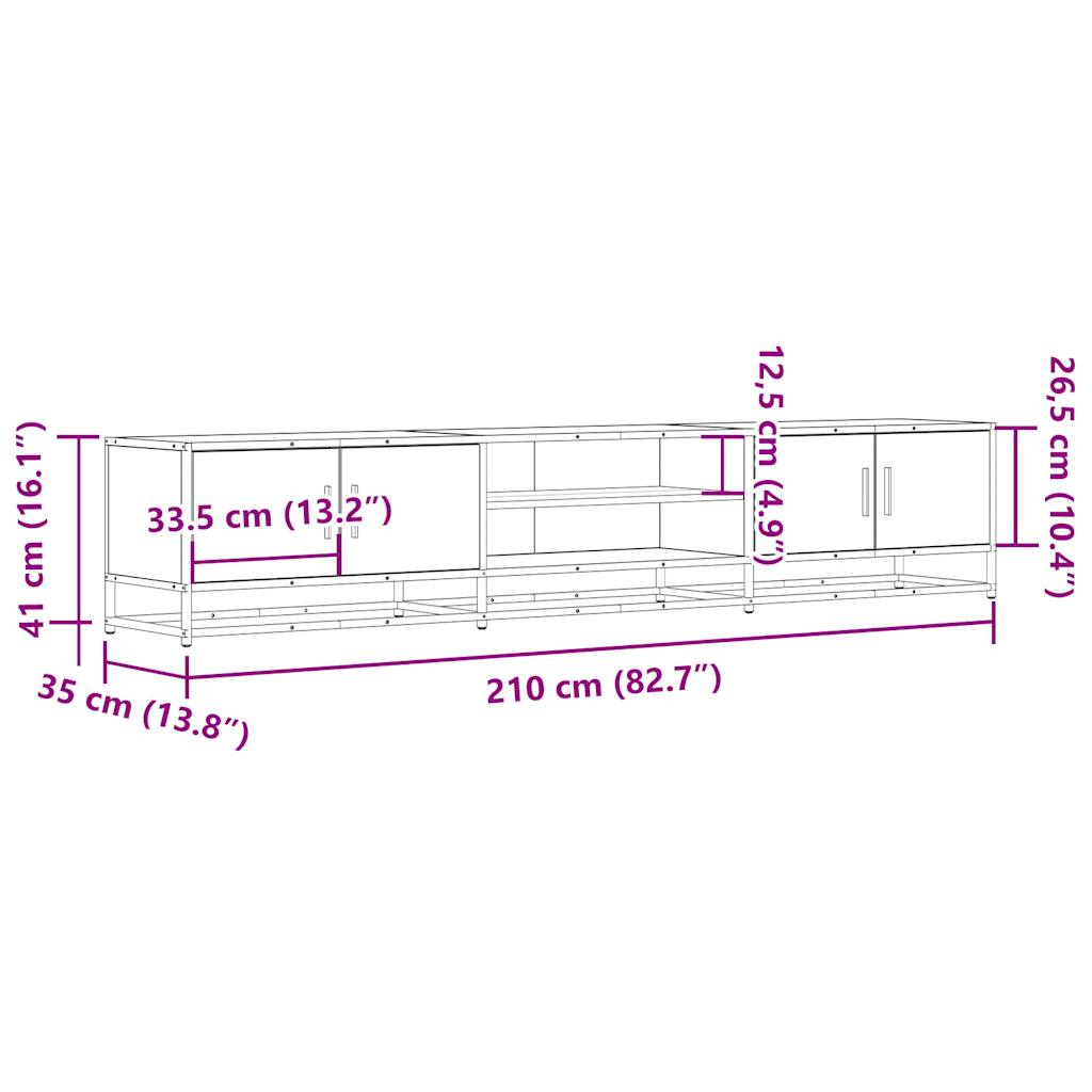 TV-benk svart 210x35x41 cm konstruert tre