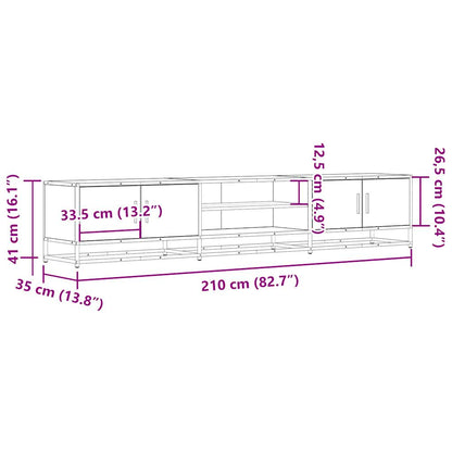 TV-benk brun eik 210x35x41 cm konstruert tre