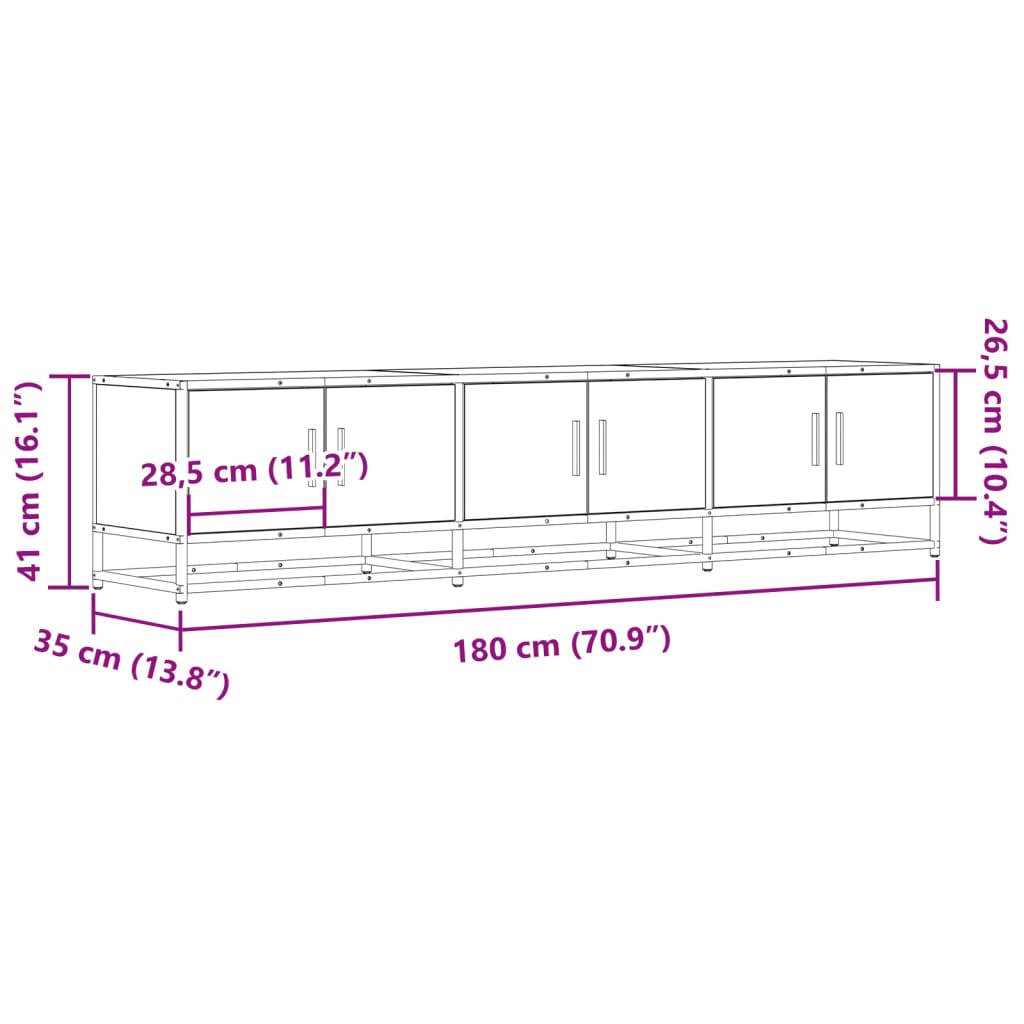 TV-benk sonoma eik 180x35x41 cm konstruert tre