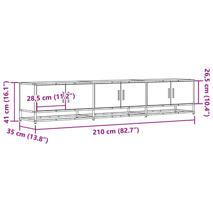 TV-benk brun eik 210x35x41 cm konstruert tre