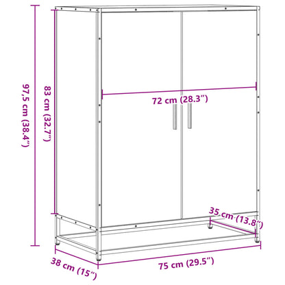 Skoskap sonoma eik 75x38x97,5 cm konstruert tre og metall