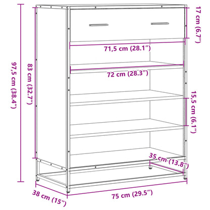 Skoskap sonoma eik 75x38x97,5 cm konstruert tre og metall