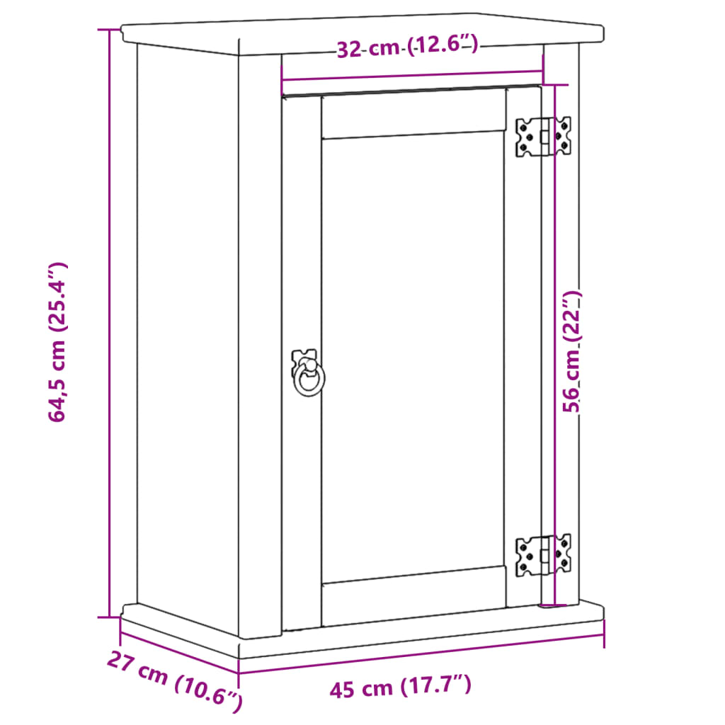 Baderomsskap Corona 45x27x64,5 cm heltre furu