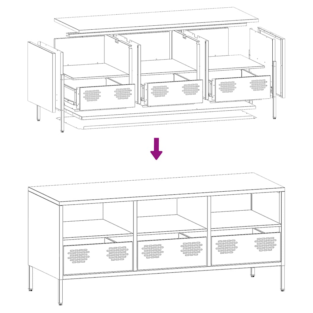 TV-benk hvit 101,5x39x43,5 cm kaldvalset stål