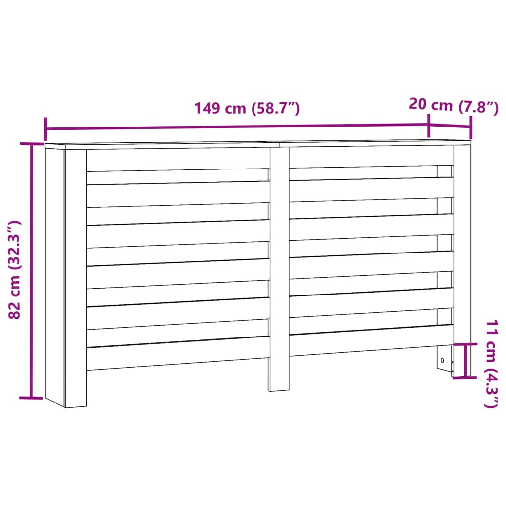 Radiatordeksel sonoma eik 149x20x82 cm konstruert tre