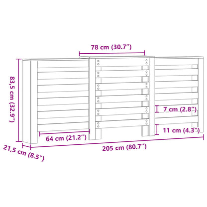 Radiatordeksel betonggrå 205x21,5x83,5 cm konstruert tre