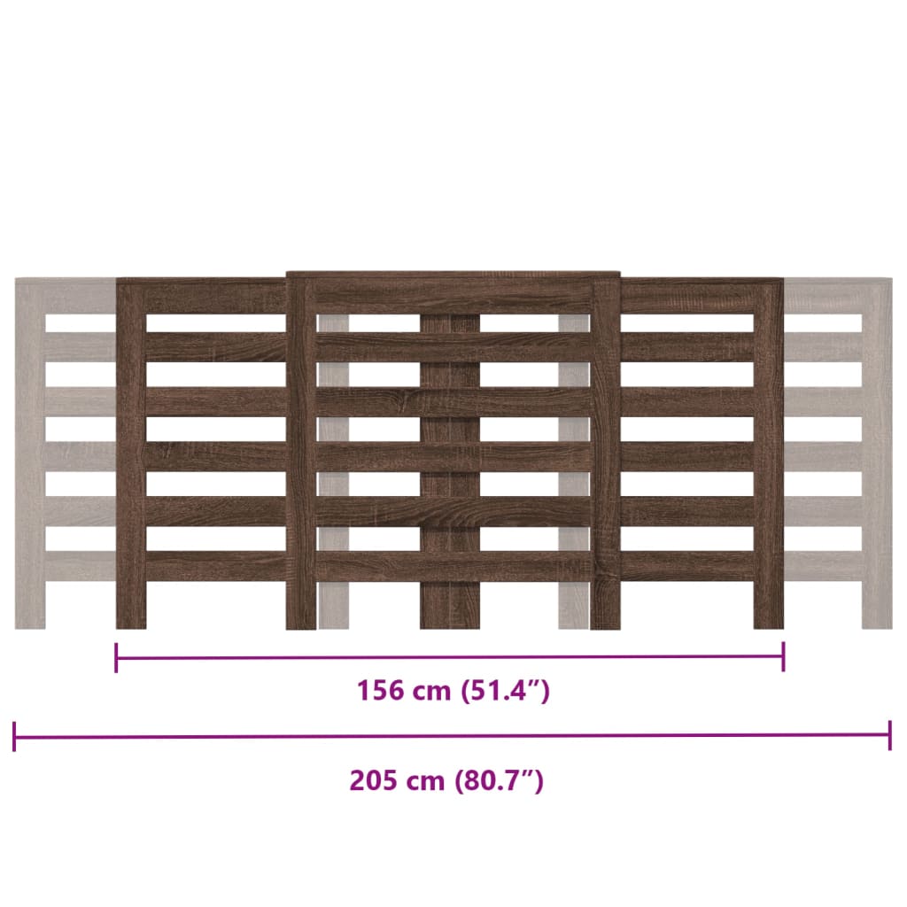 Radiatordeksel brunt eik 205x21,5x83,5 cm konstruert tre