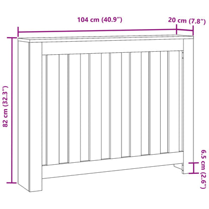 Radiatordeksel betonggrå 104x20x82 cm konstruert tre