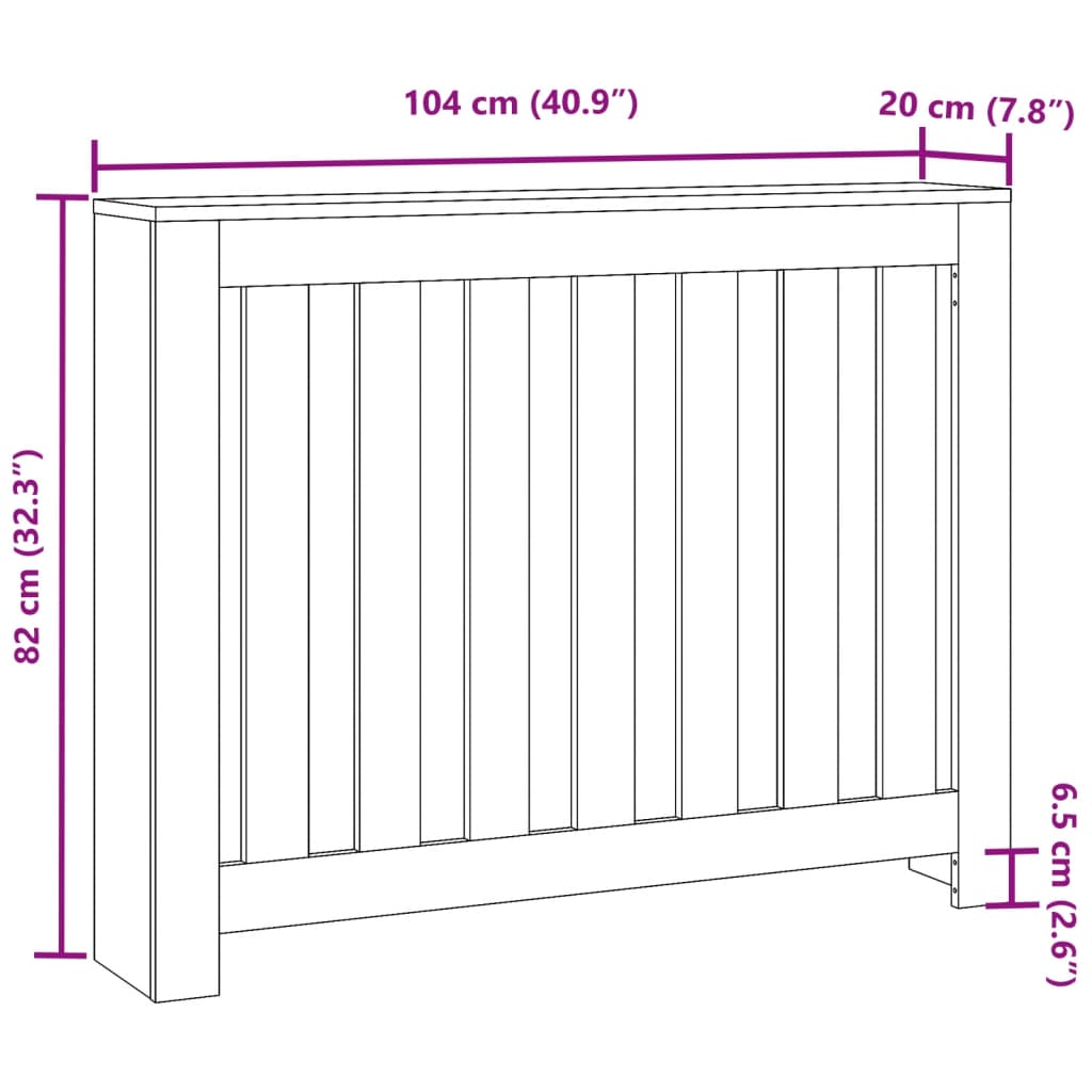 Radiatordeksel sonoma eik 104x20x82 cm konstruert tre