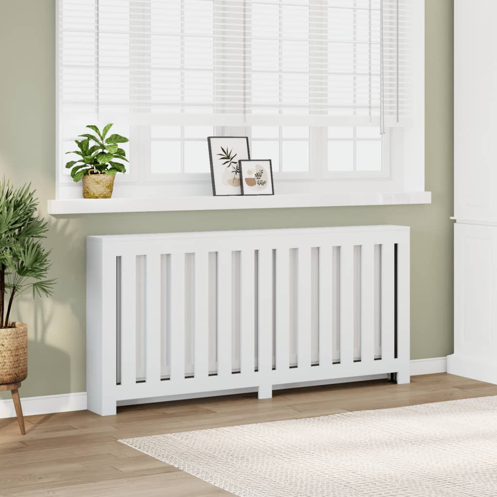 Radiatordeksel hvit 175x20x82 cm konstruert tre