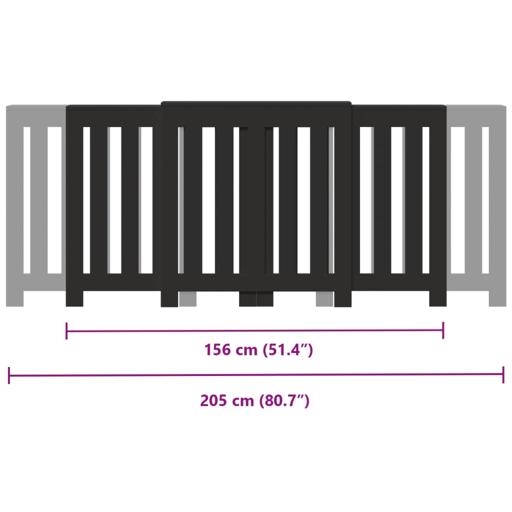 Radiatordeksel svart 205x21,5x83,5 cm konstruert tre