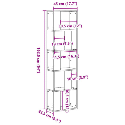 Bokhylle 5 etasjer hvit 45x23,5x162,5 cm konstruert tre