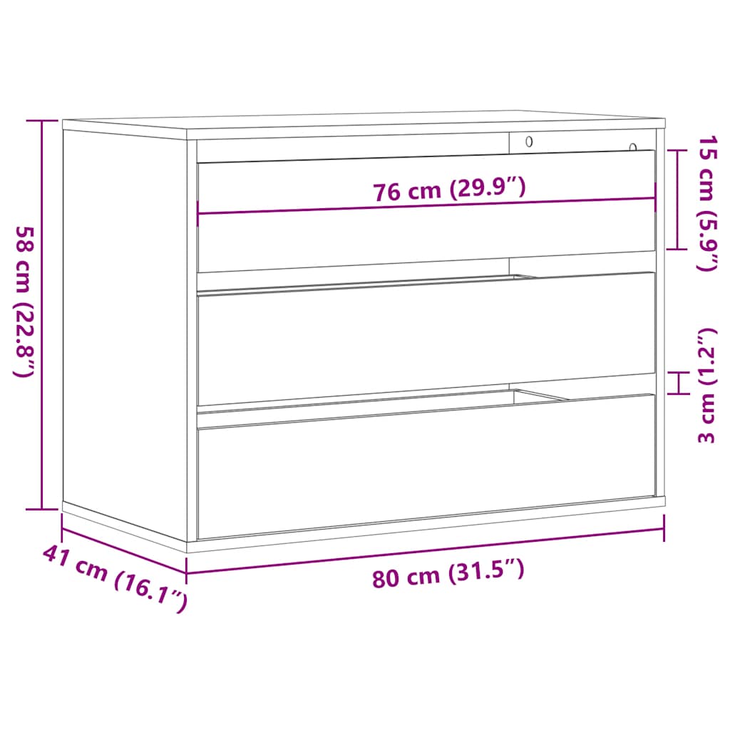 Kommode Svart 80x41x58 cm