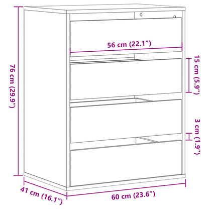 Kommode betonggrå 60x41x76 cm konstruert tre