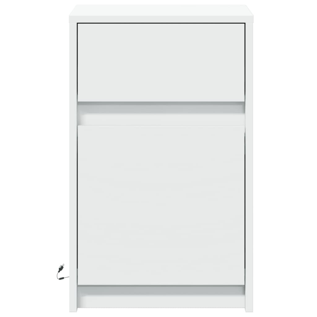 Nattbord Sengbord Hvit med LED