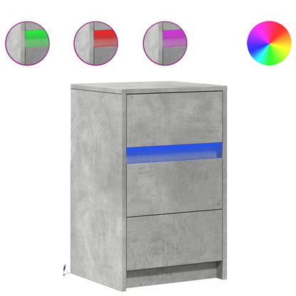 Nattbord Sengbord Betonggrå med LED