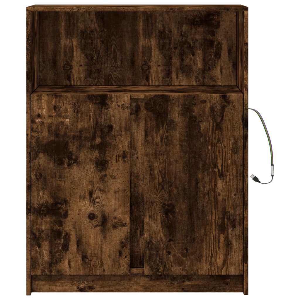 Skjenk Røkt Eik med LED 77x34x100 cm