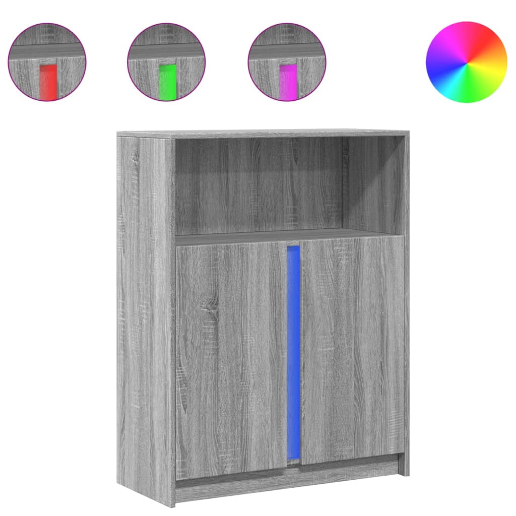 Skjenk Sonoma Grå med LED 77x34x100 cm