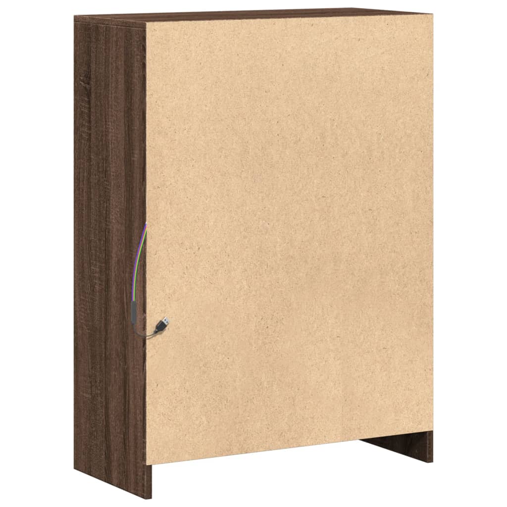 Skjenk Brun Eik med LED 72x34x100 cm