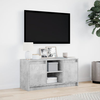 TV-benk med LED betonggrå 100x34x50 cm konstruert tre