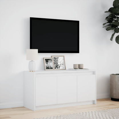 TV-benk med LED hvit 100x34x50 cm konstruert tre