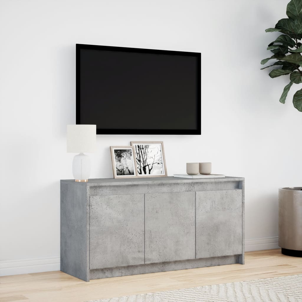 TV-benk med LED betonggrå 100x34x50 cm konstruert tre